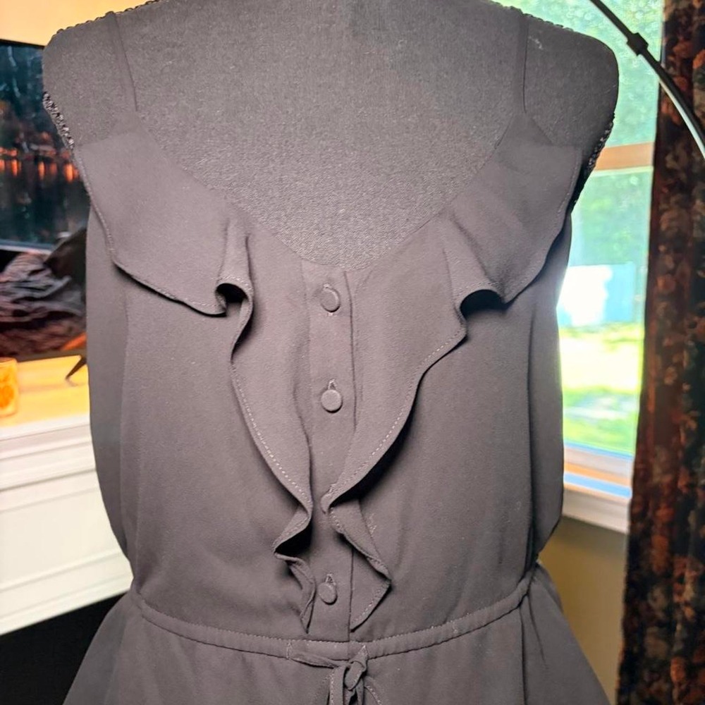 Express Black Tank Top With Ruffle Detail - Picture 2 of 3